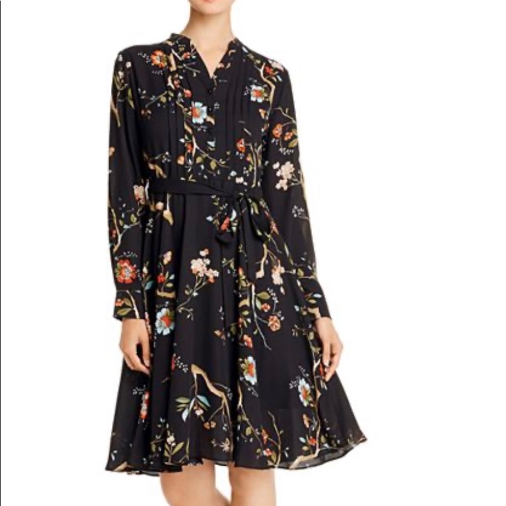 Nanette Lepore Pintucked Floral-Print Shirt Dress